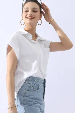 CWTTS698_JOHNNY COLLARS BUTTON CLOSER SHORT SLEEVE TOP: OFFWHITE / (XL) 1