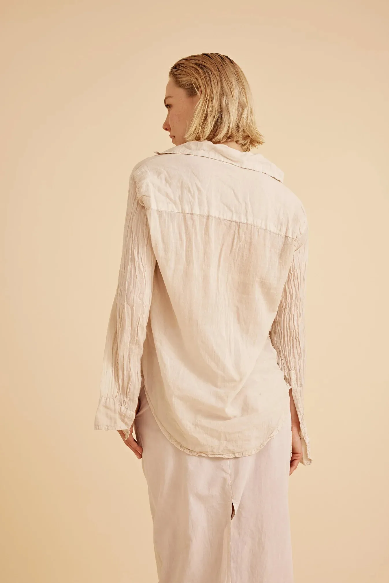 Daniel Button Down Gauze Shirt - Bone