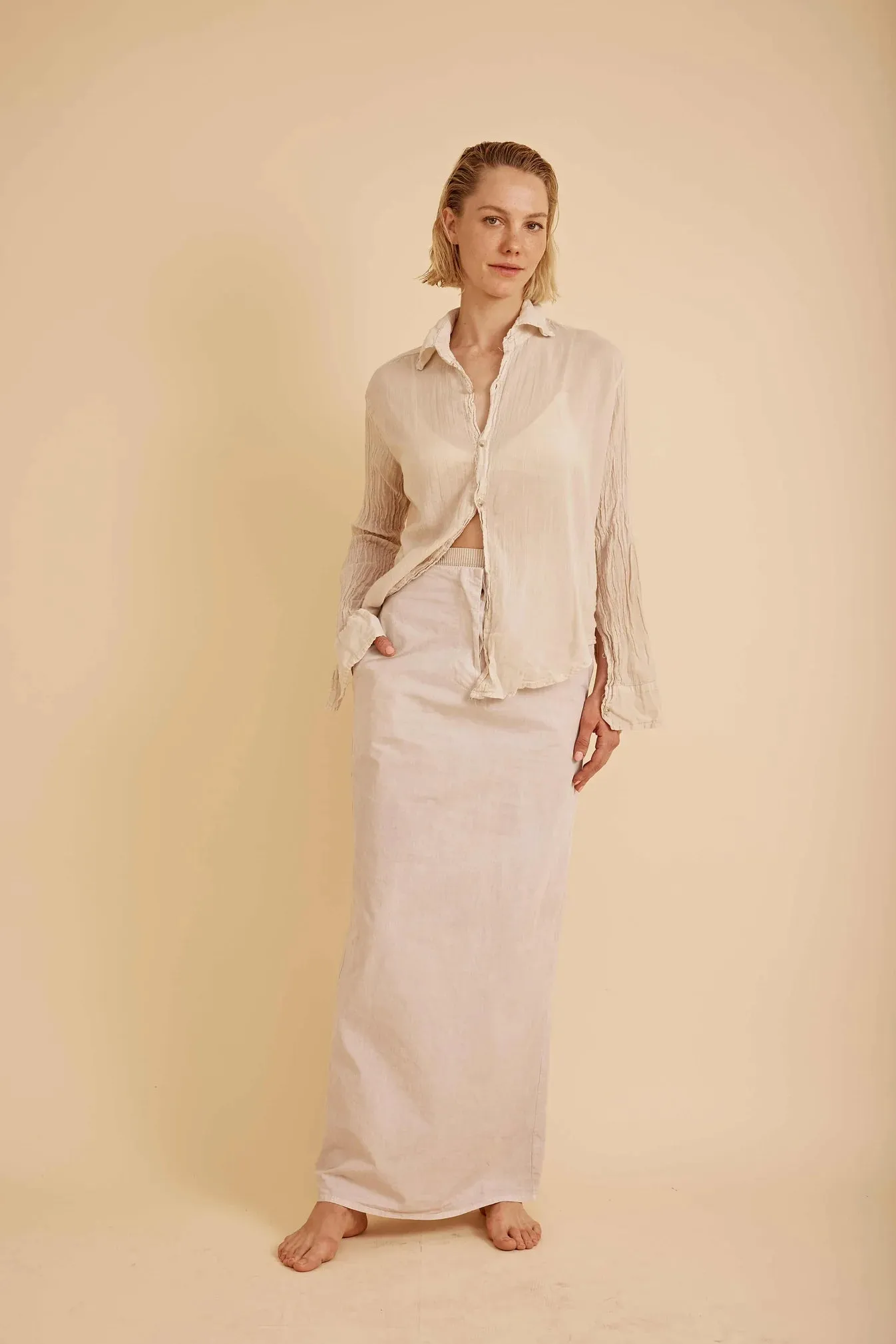 Daniel Button Down Gauze Shirt - Bone