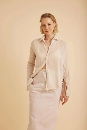 Daniel Button Down Gauze Shirt - Bone