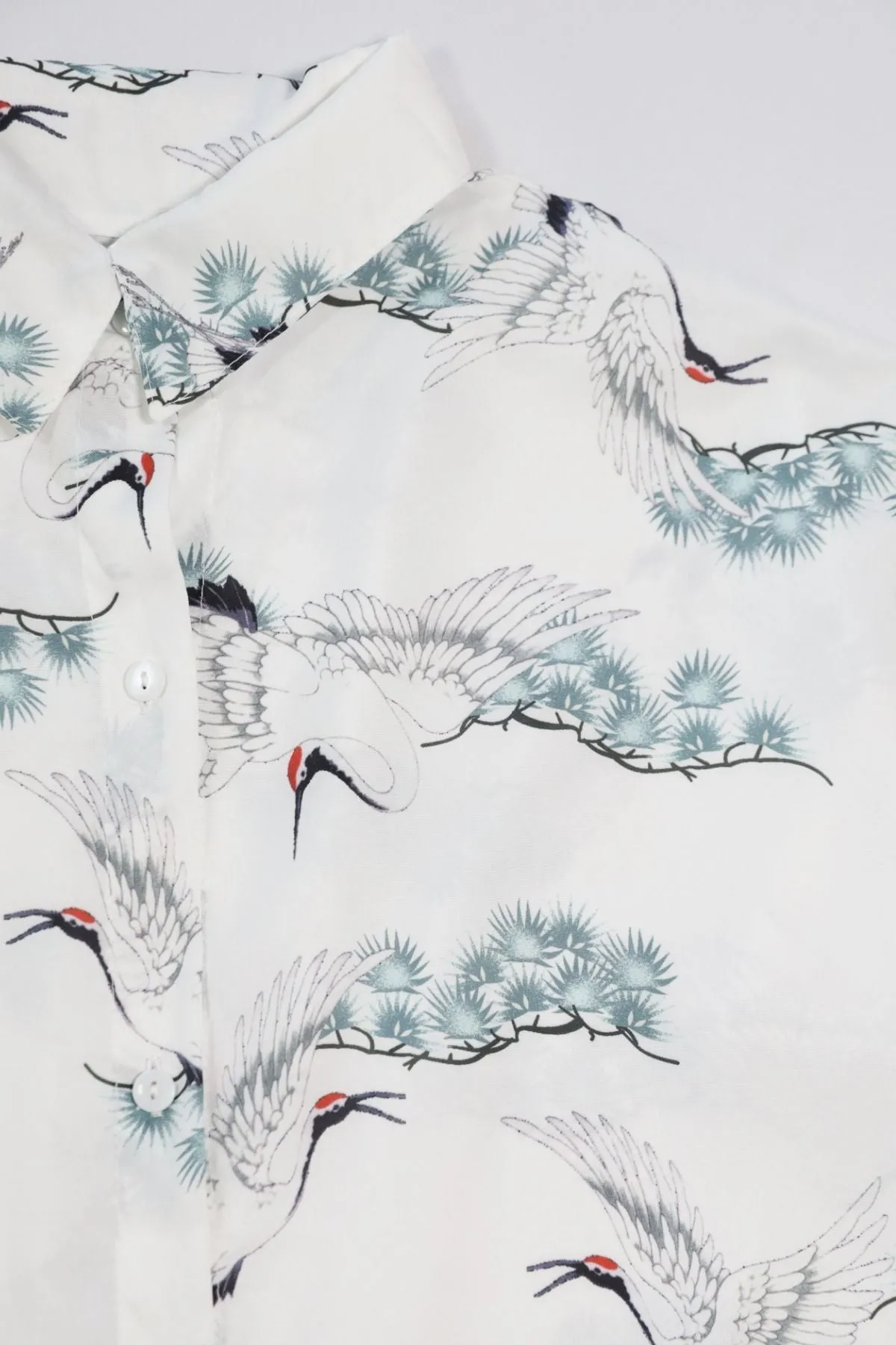 DANIELLE Bird-Print Button-down Shirt (White)