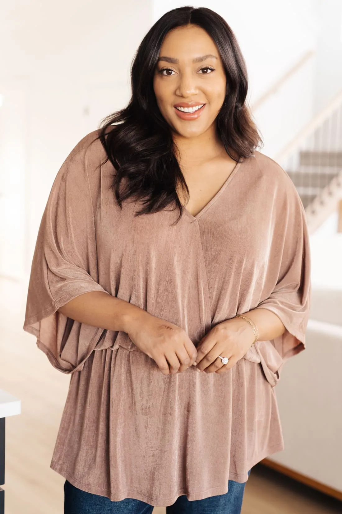 Dazzlingly Draped V-Neck Peplum Blouse