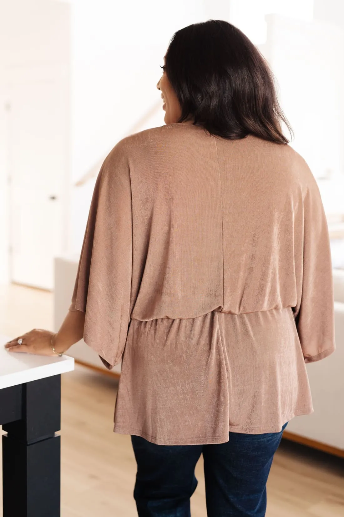 Dazzlingly Draped V-Neck Peplum Blouse
