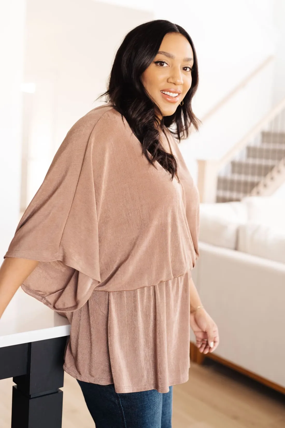 Dazzlingly Draped V-Neck Peplum Blouse