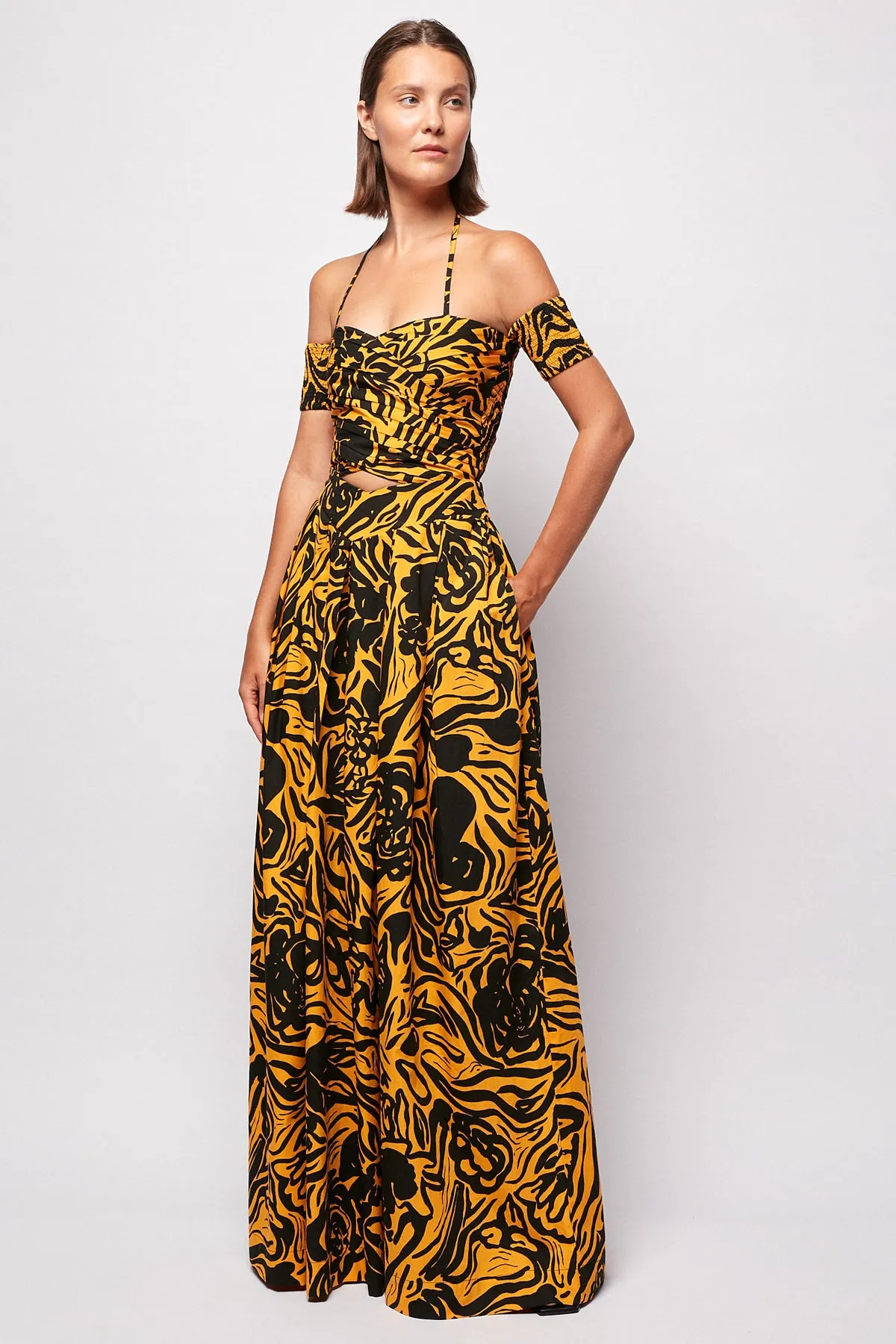 Detailed Crop | V Front Maxi Skirt