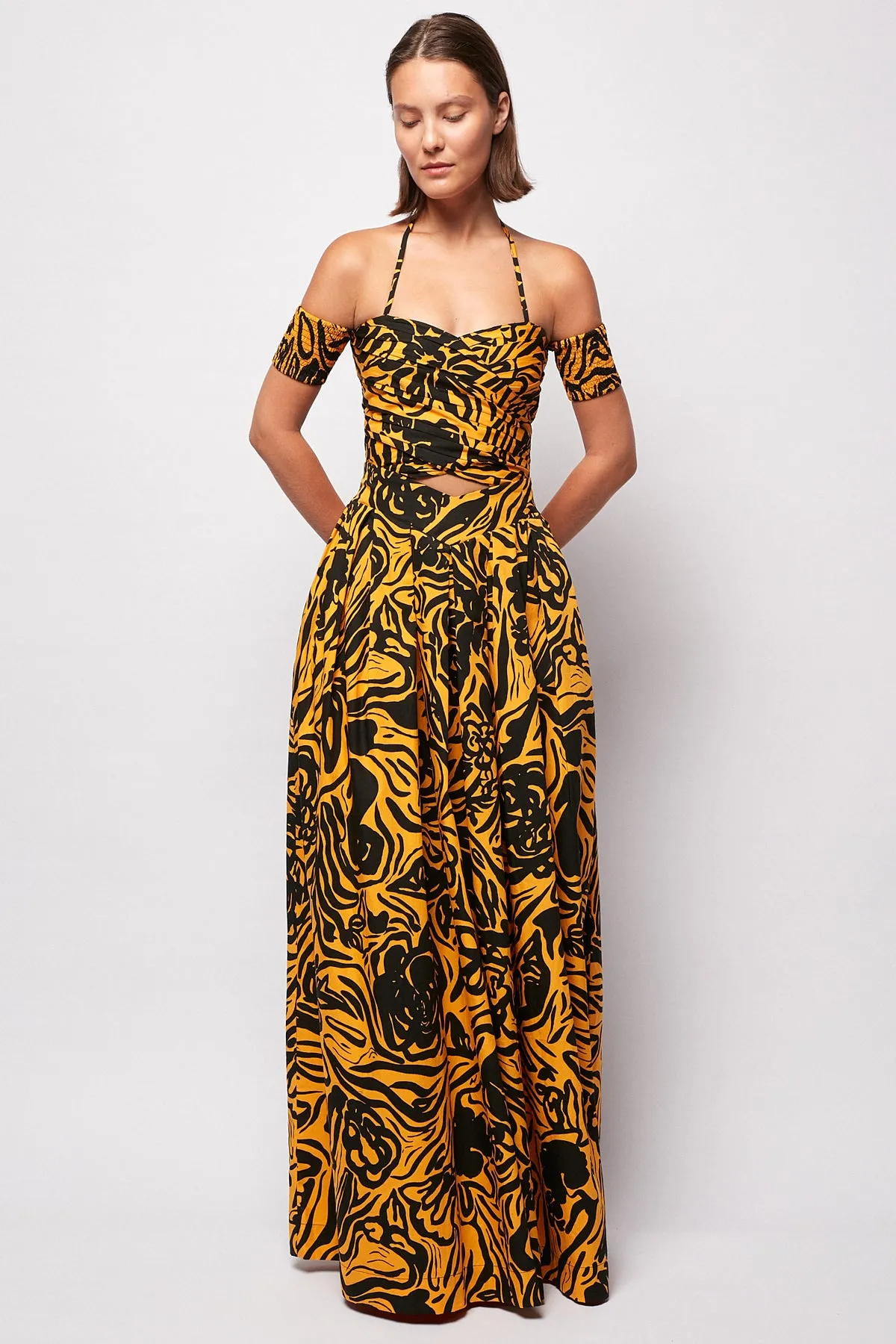 Detailed Crop | V Front Maxi Skirt
