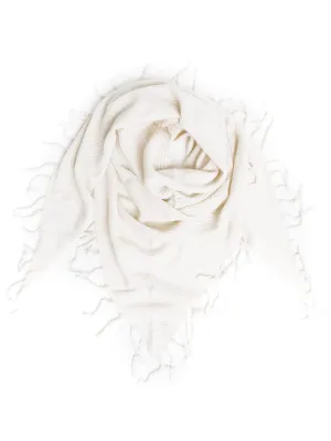 Dropped Needle Cashmere Wrap in Ivory