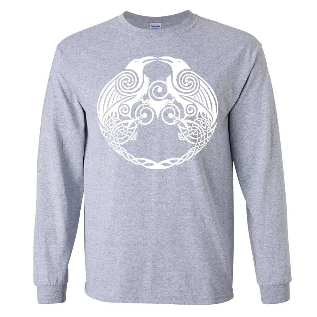 Dual Raven White Print Long Sleeve Shirt