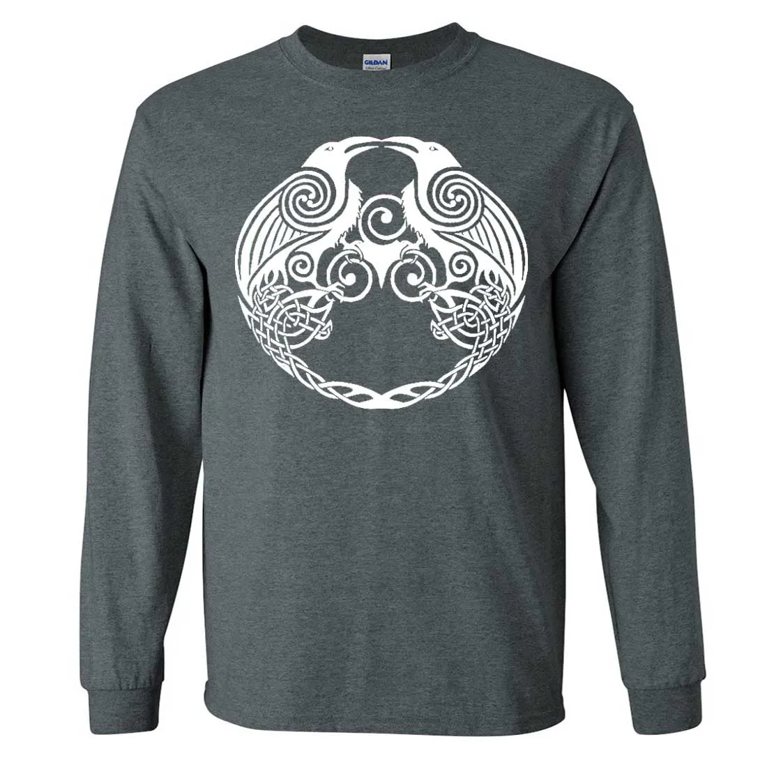 Dual Raven White Print Long Sleeve Shirt