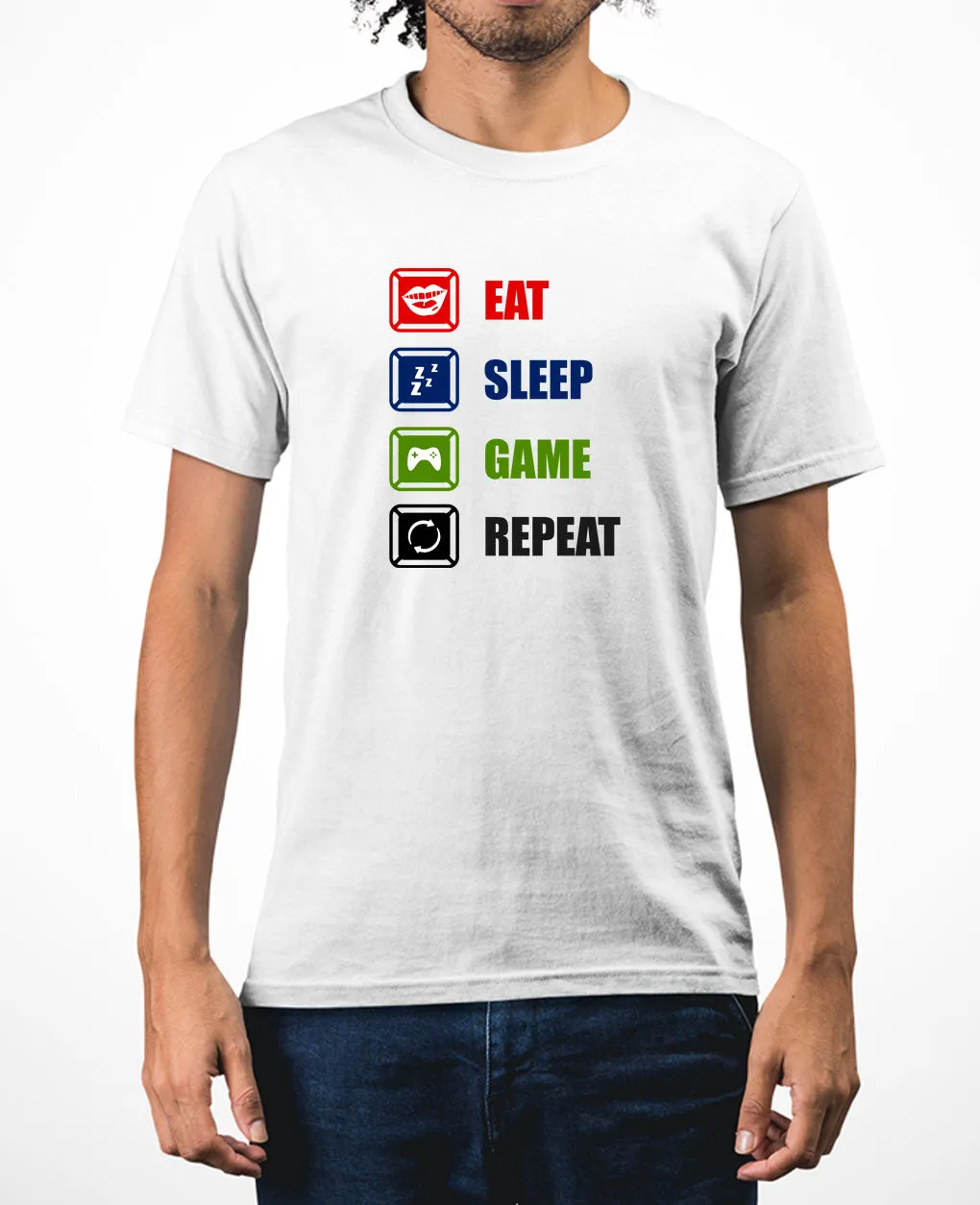 Eat sleep game repeat funny gaming t-shirt