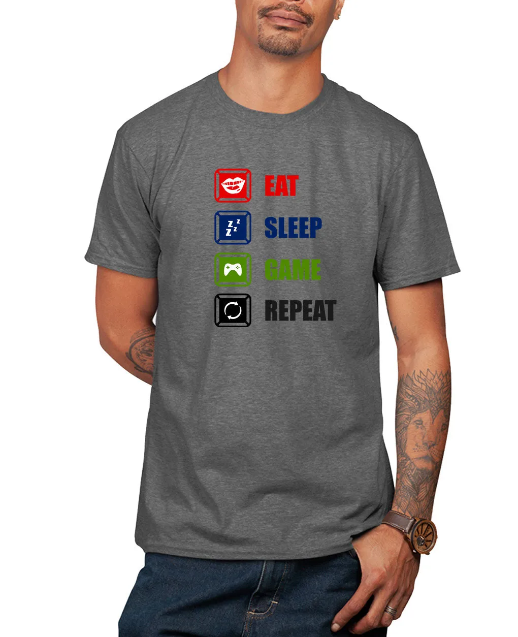 Eat sleep game repeat funny gaming t-shirt