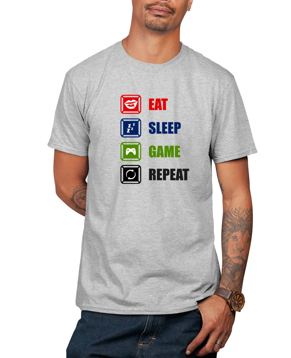 Eat sleep game repeat funny gaming t-shirt