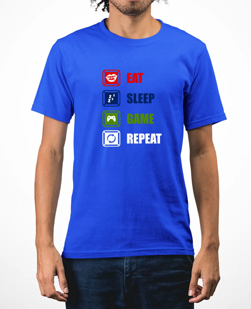 Eat sleep game repeat funny gaming t-shirt