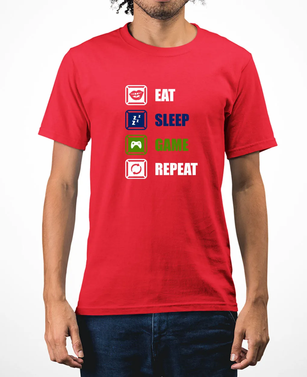 Eat sleep game repeat funny gaming t-shirt