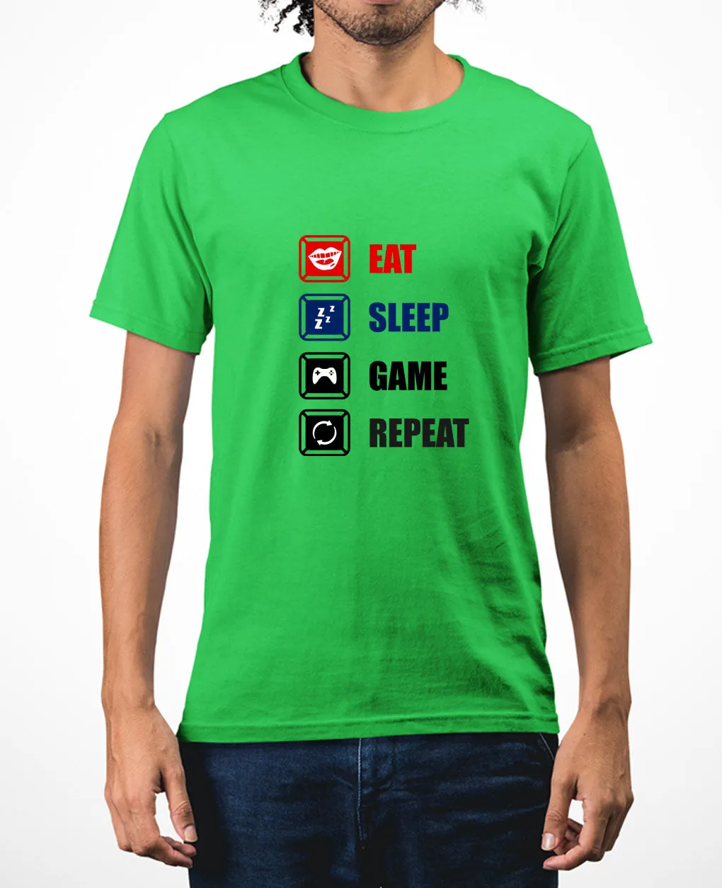 Eat sleep game repeat funny gaming t-shirt