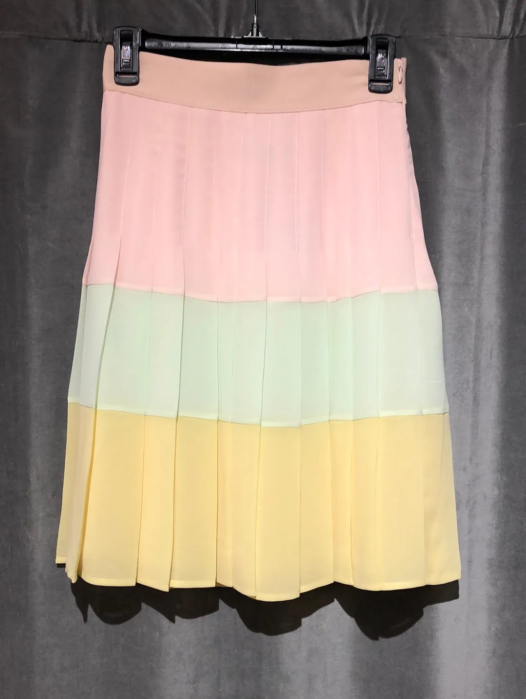 EDWARD ACHOUR PARIS Chiffon Pastel Layered Pleated Skirt