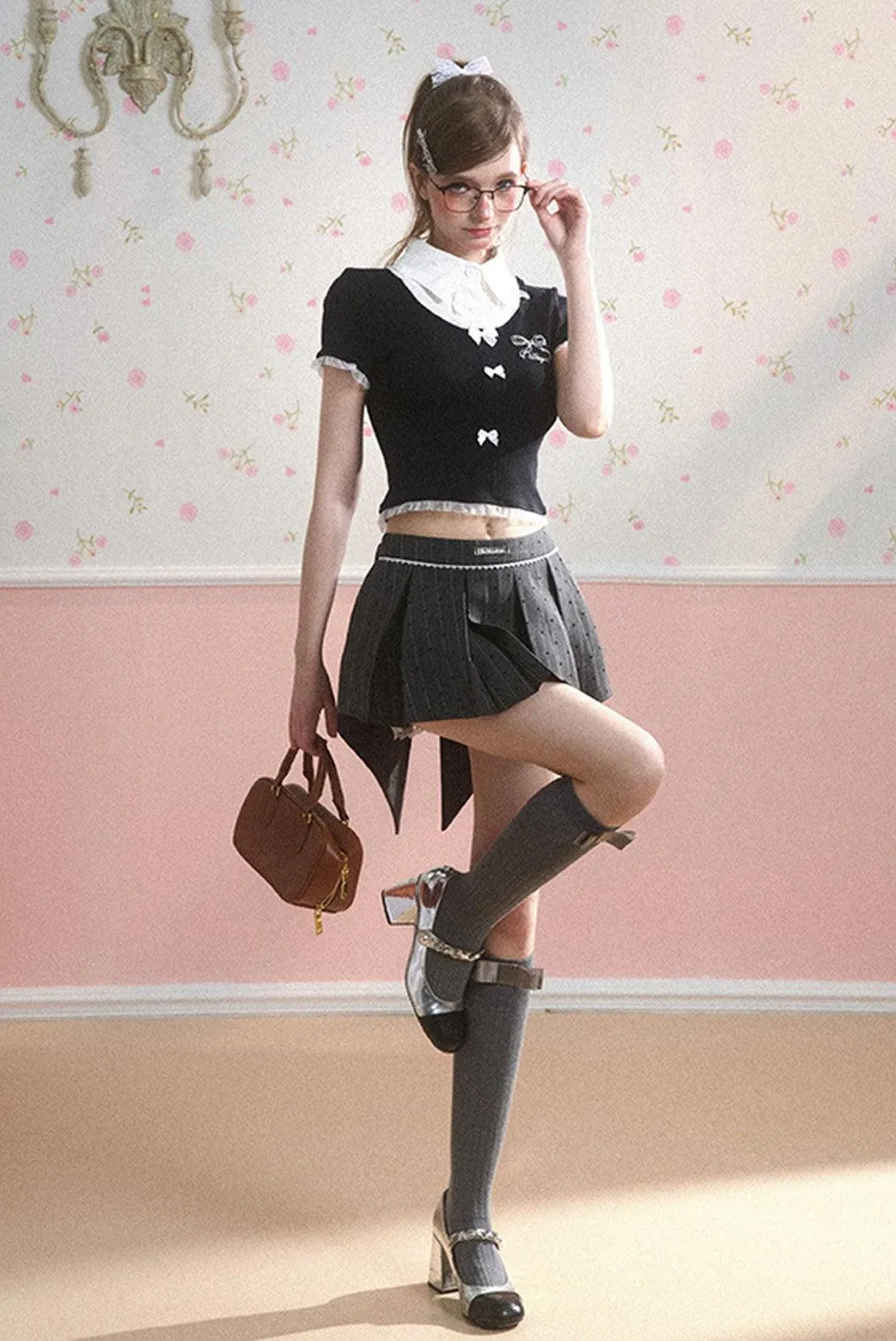 Elegant Gray Pleated A-Line Skirt