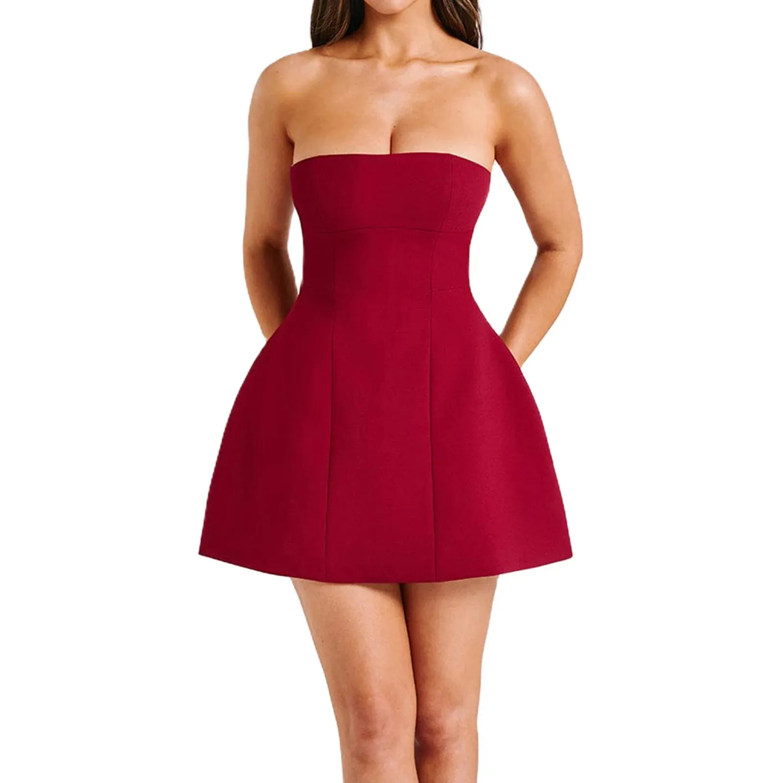 Elegant Strapless Vintage Slim A-line Mini Dresses