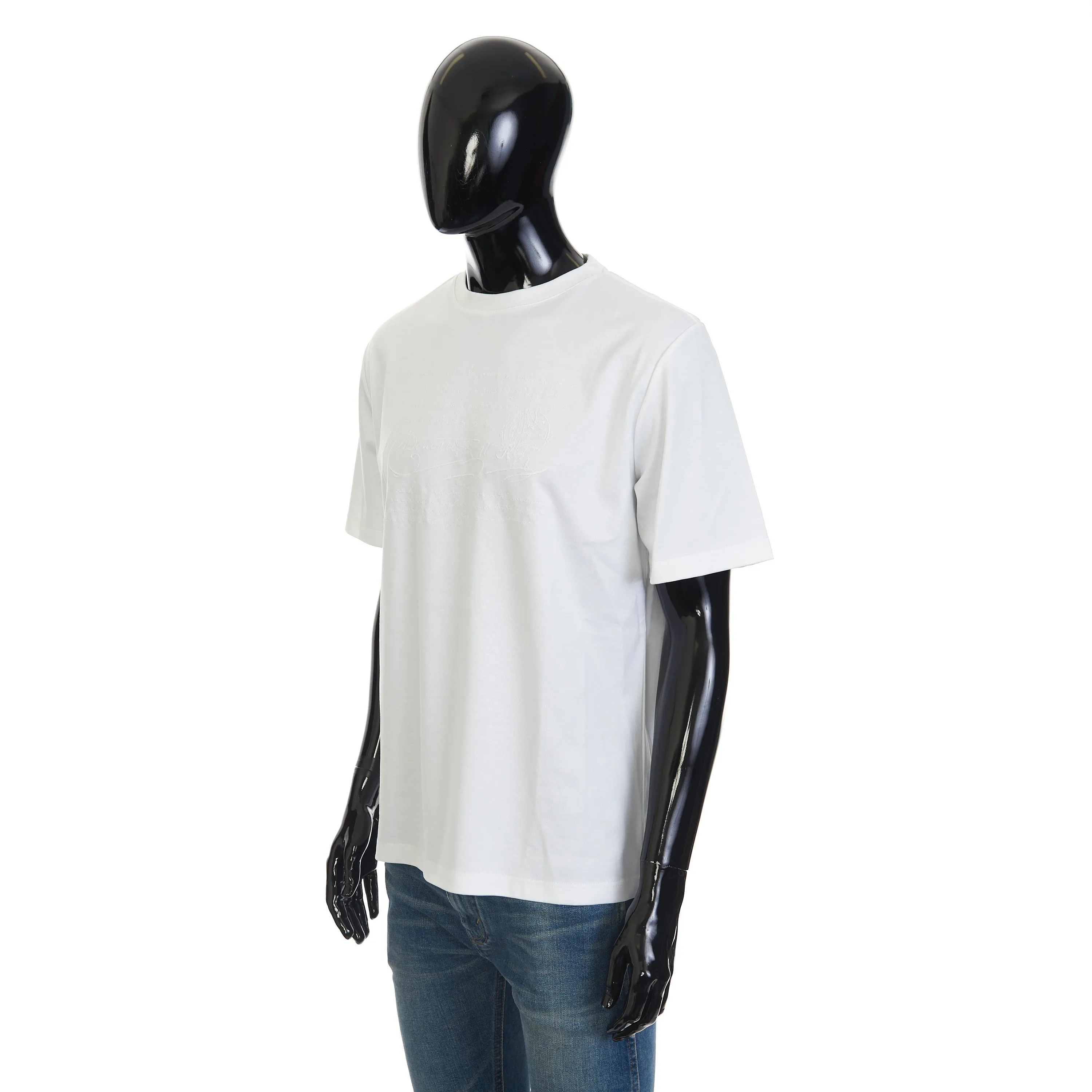 Embroidered Scritto T-shirt In White Cotton