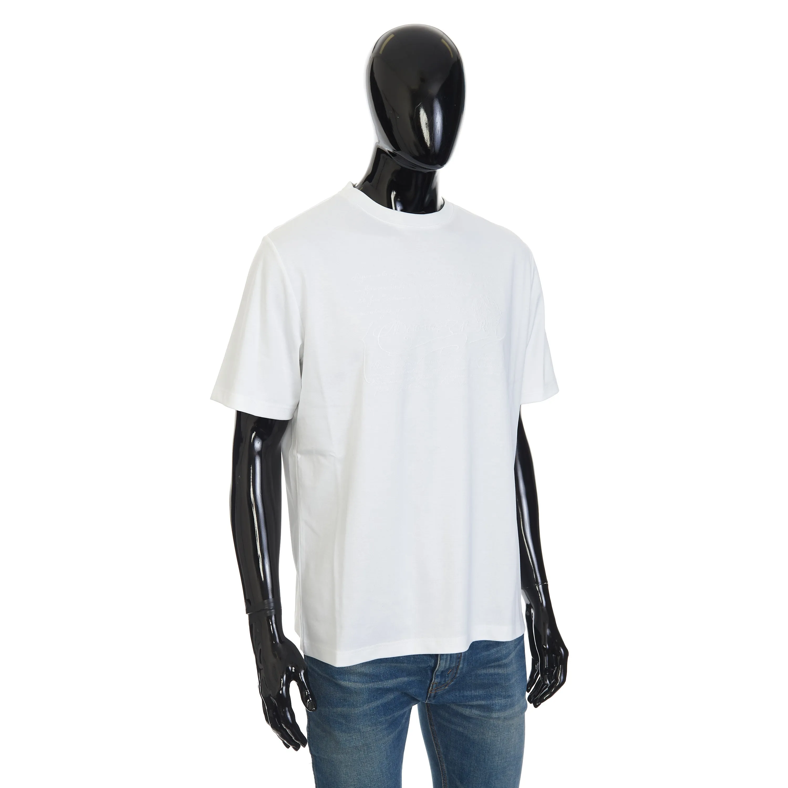 Embroidered Scritto T-shirt In White Cotton