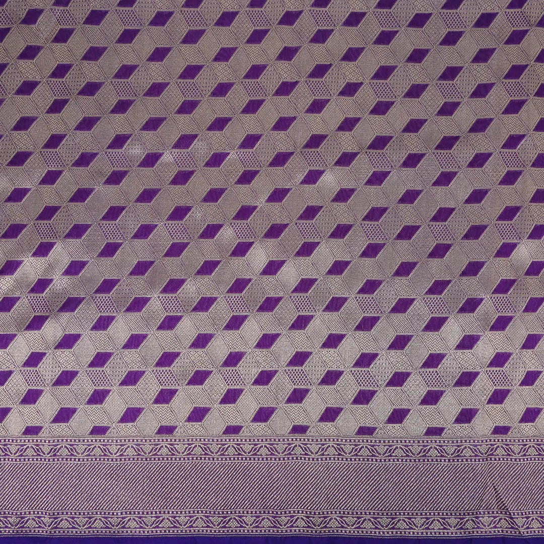 Eminence Purple Banarasi Silk Fabric In Geometrical Pattern
