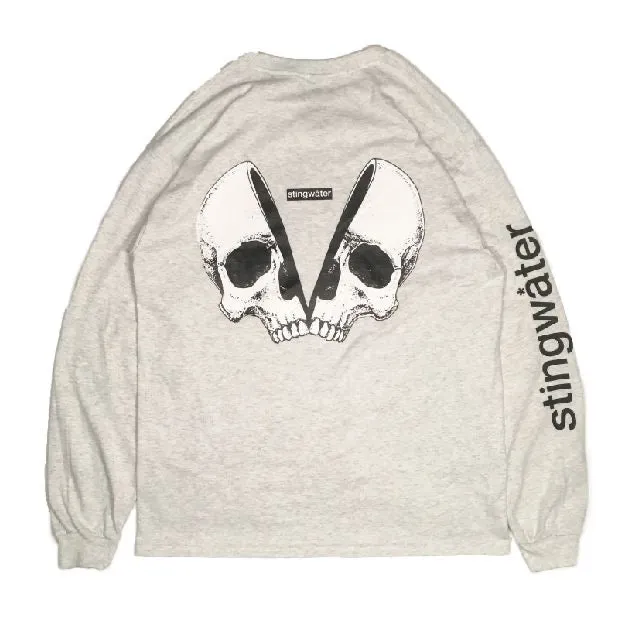 Empty Your Mind/Skull Long Sleeve T Shirt Ash Grey