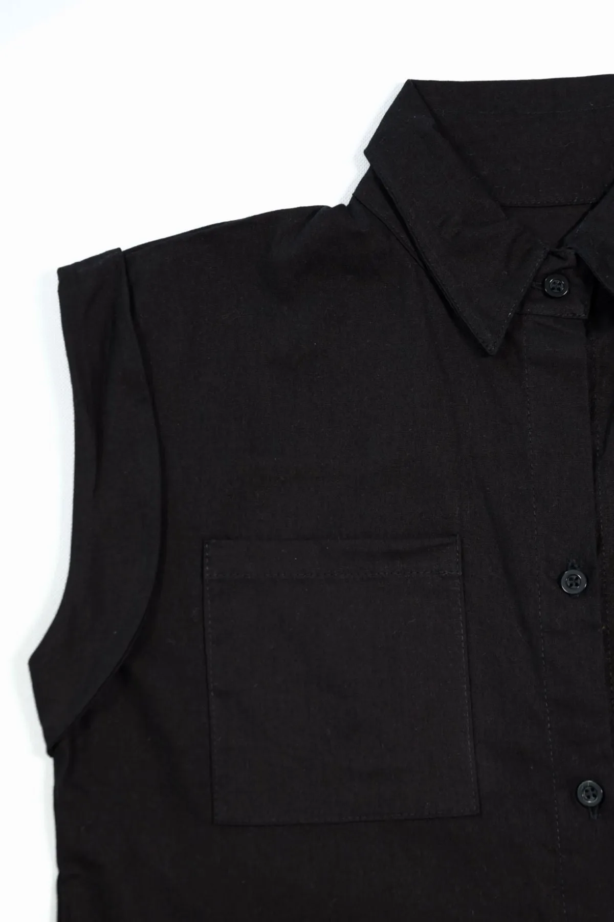 ERIN Button-down Sleeveless Top (Black)