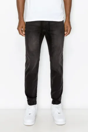 Essential Denim Jogger Pants - Black