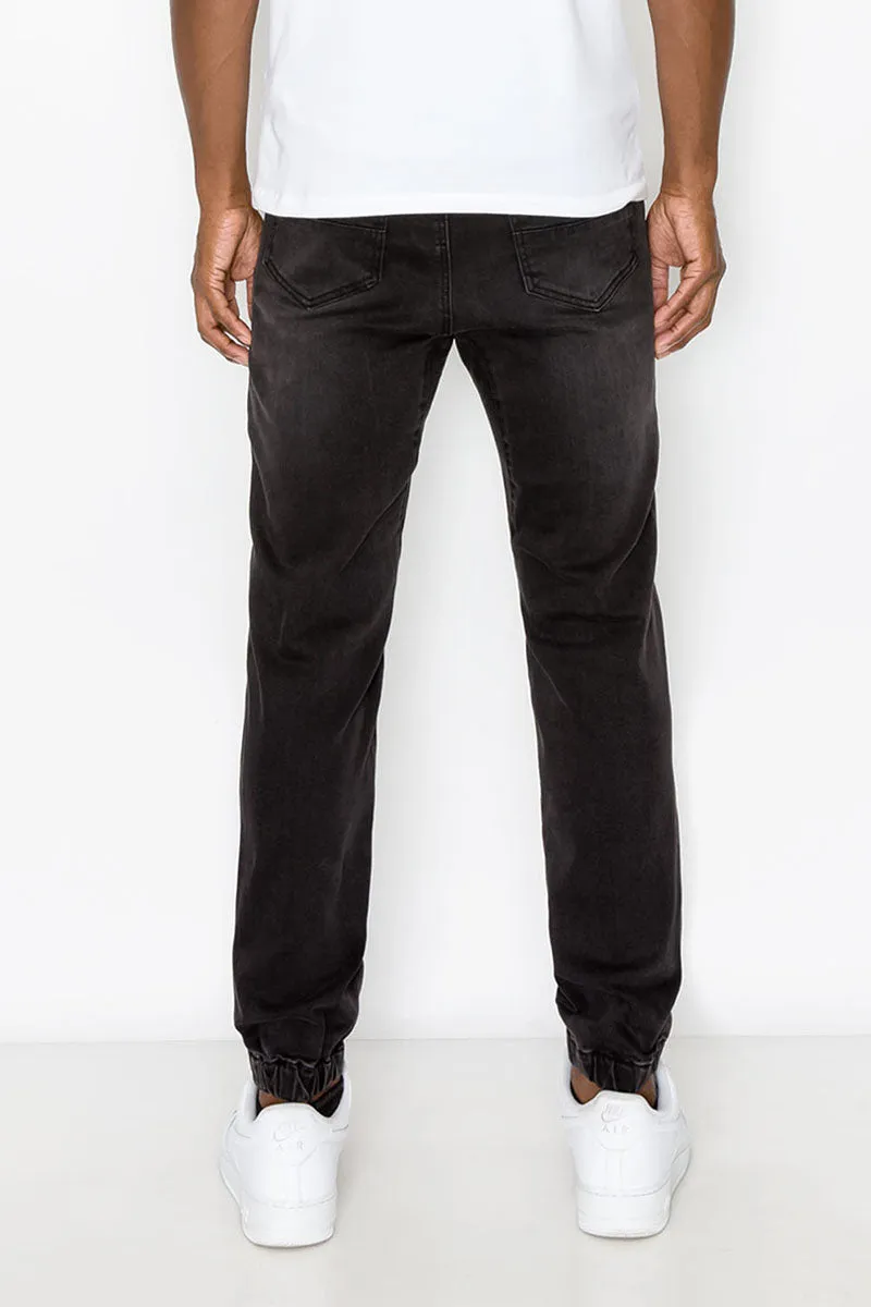 Essential Denim Jogger Pants - Black