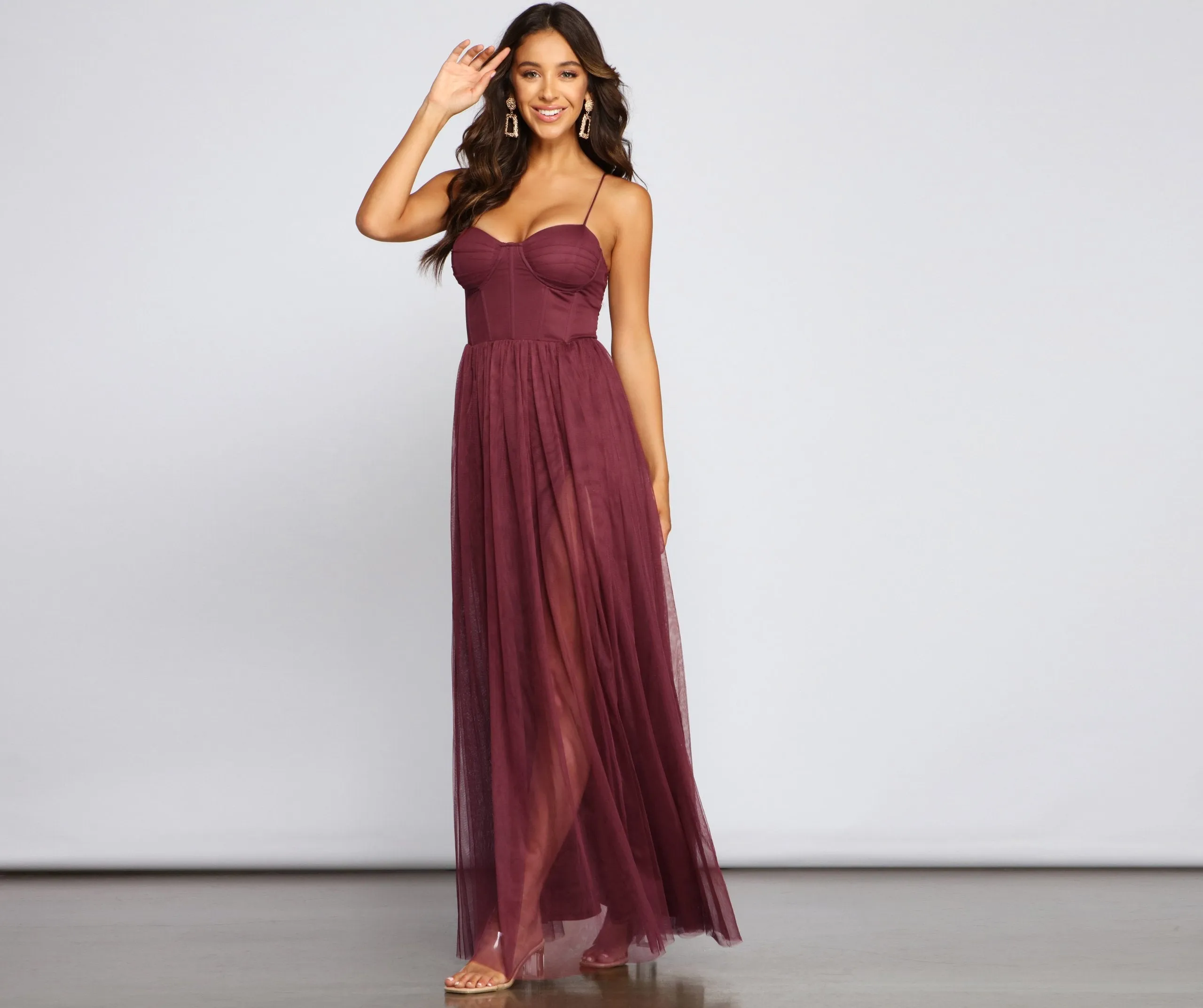 Estelle Formal High Charming Slit A-Line Dress