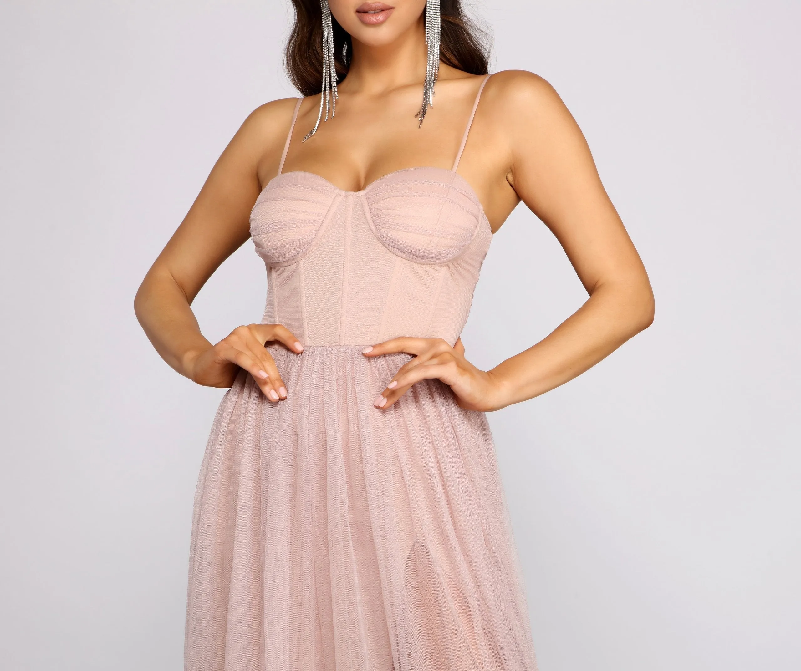 Estelle Formal High Charming Slit A-Line Dress