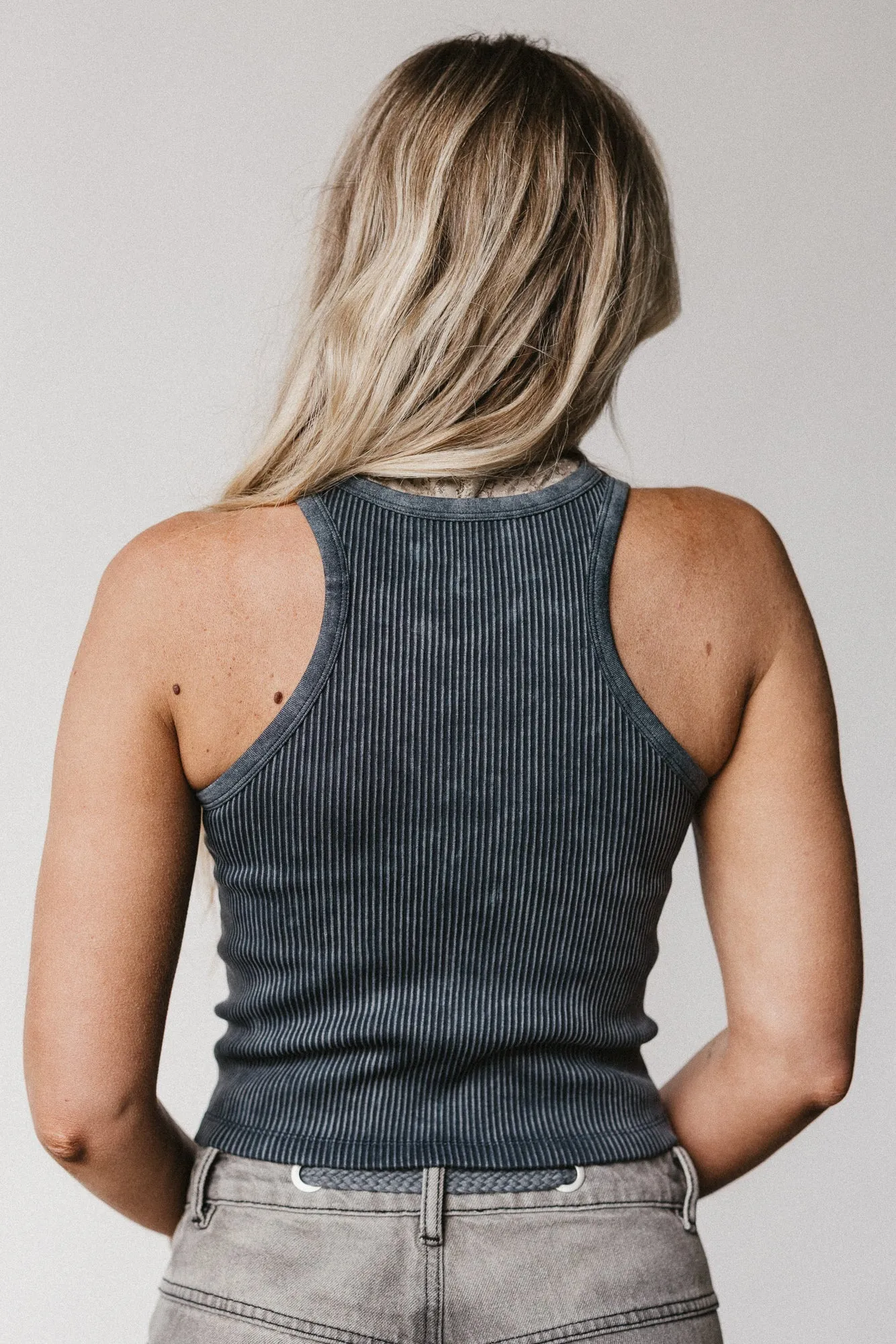 Everly Ribbed Tank Top - Black