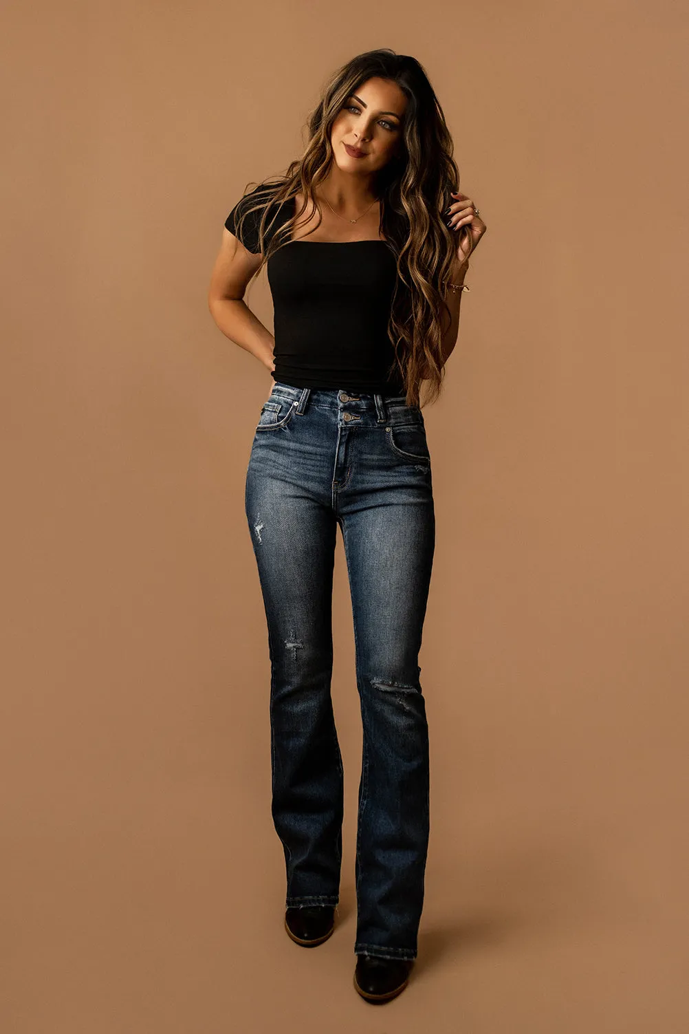 Fantasy Double Layered Square-Neck Tee (Taupe)