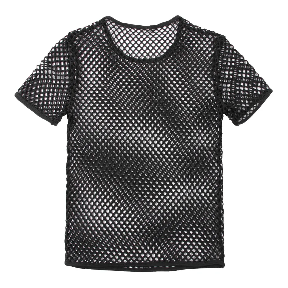 Fashion Sexy Short Sleeve Nightclub Wear T-shirt Men Party Perform Streetwear Tops