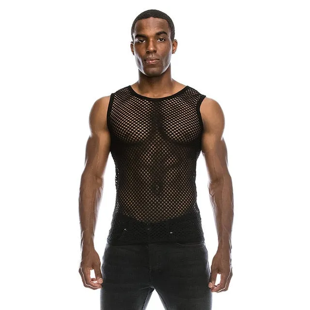 Fashion Sexy Short Sleeve Nightclub Wear T-shirt Men Party Perform Streetwear Tops