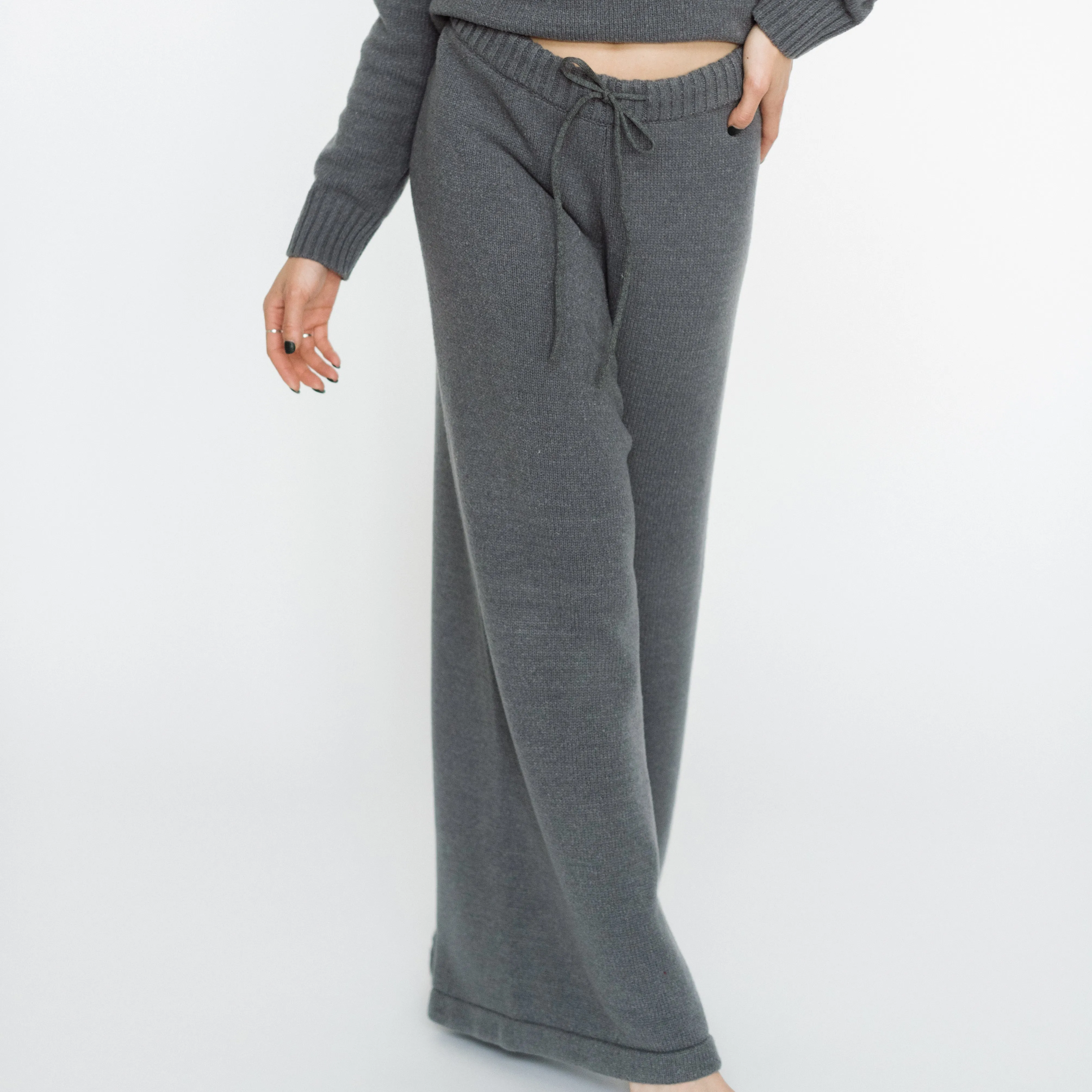 Faux Cashmere Baracchi Wide Leg Pant | Grey