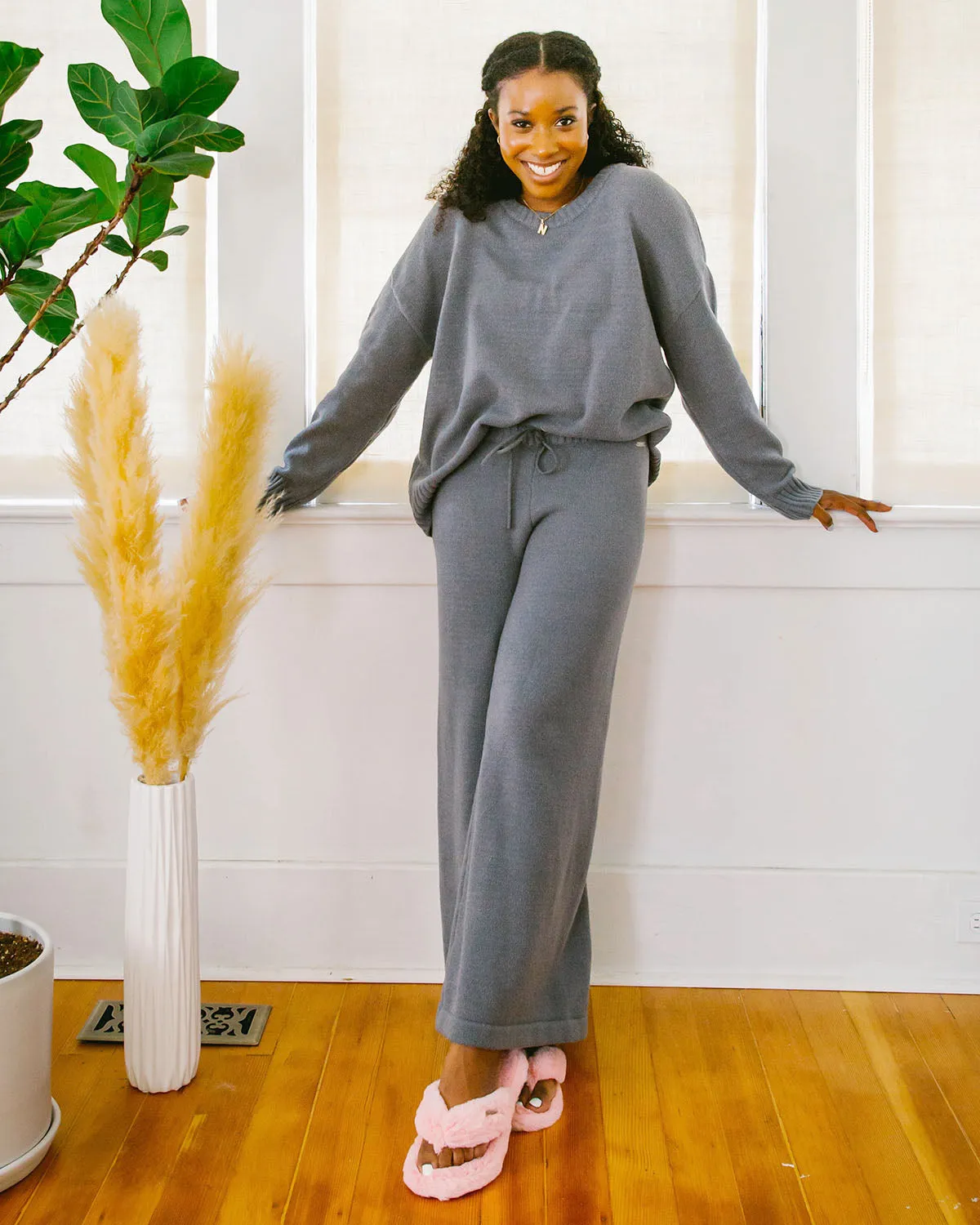 Faux Cashmere Baracchi Wide Leg Pant | Grey