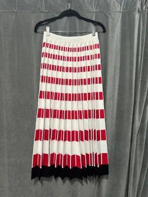 FENDI Black, White and Red Knit Pleated Maxi Skirt