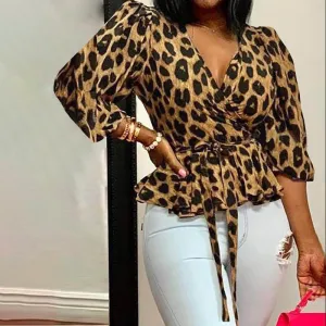 Fierce Charm Wrap V-Neck Peplum Blouse