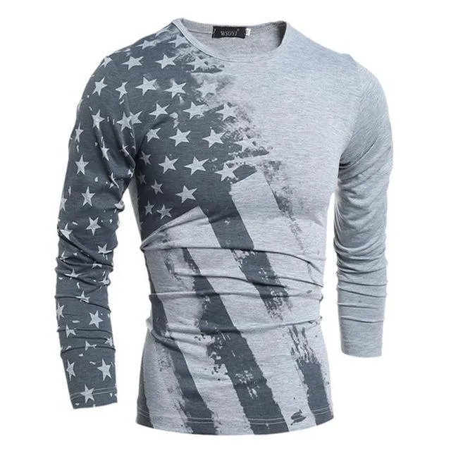 Flag Printed Long Sleeve T-shirts