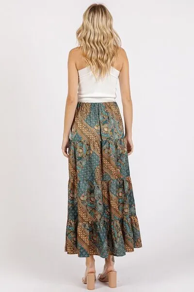 Flair For Skirts Teal Green Paisley Patchwork Satin Skirt