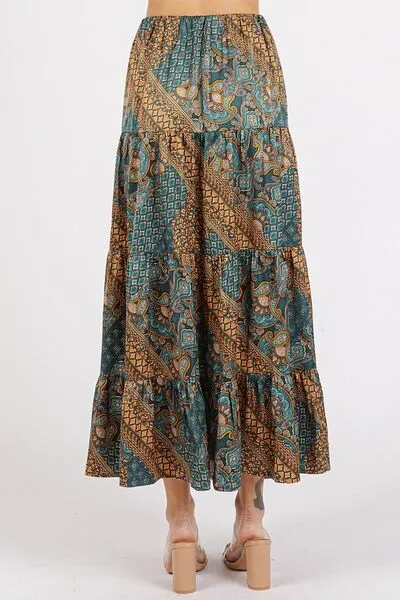 Flair For Skirts Teal Green Paisley Patchwork Satin Skirt