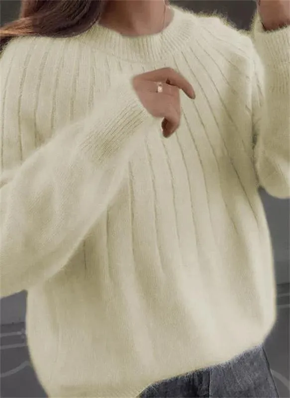 Fluffy knitted sweater made from fur-colored cashmere