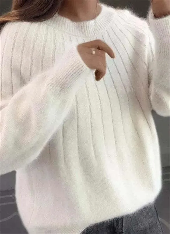 Fluffy knitted sweater made from fur-colored cashmere
