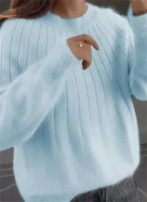 Fluffy knitted sweater made from fur-colored cashmere