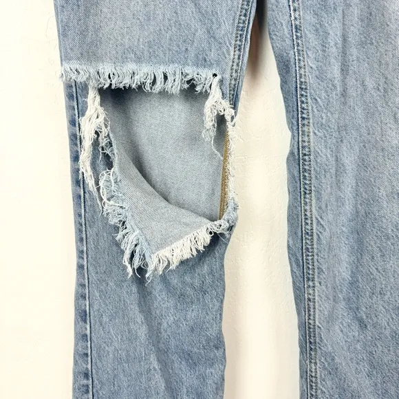FP We The Free Lyocell Distressed Flare Jeans Light Wash Size 29 Boho High Rise