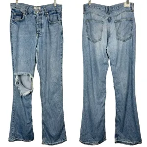 FP We The Free Lyocell Distressed Flare Jeans Light Wash Size 29 Boho High Rise