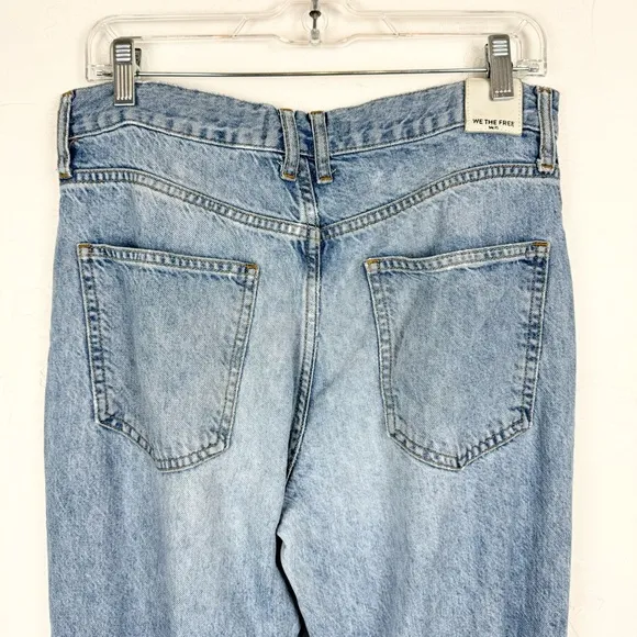 FP We The Free Lyocell Distressed Flare Jeans Light Wash Size 29 Boho High Rise