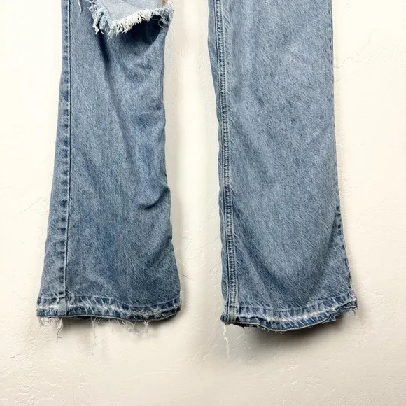 FP We The Free Lyocell Distressed Flare Jeans Light Wash Size 29 Boho High Rise