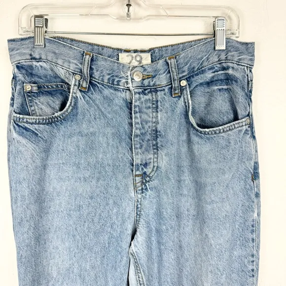 FP We The Free Lyocell Distressed Flare Jeans Light Wash Size 29 Boho High Rise